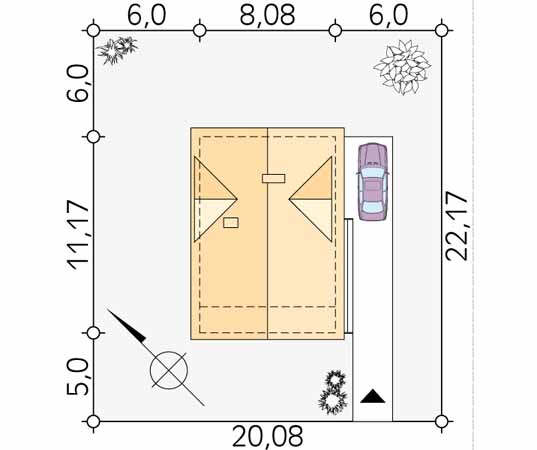 Projekt domu Takt dr-S - usytuowanie na działce