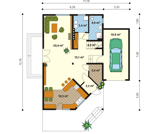 Projekt domu Tango - rzut parteru