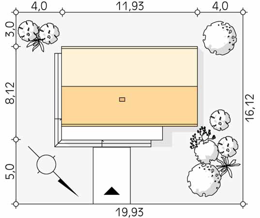 Projekt domu Teja - usytuowanie na działce