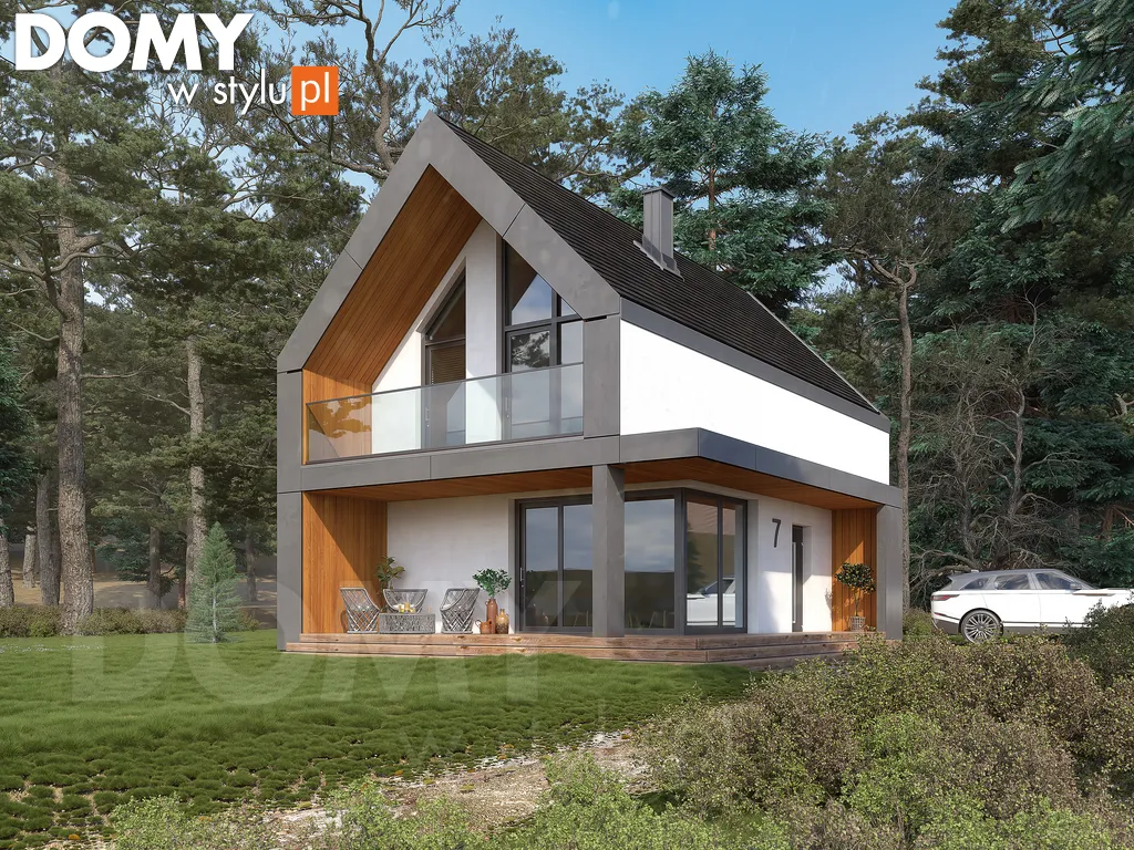 Nowoczesny projekt domu z poddaszem Teja - wizualizacja frontowa