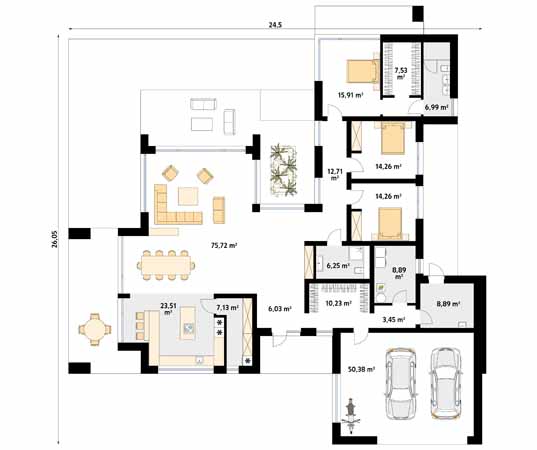 Projekt domu Temida - rzut parteru