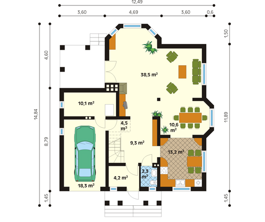 Projekt domu Tempo - rzut parteru