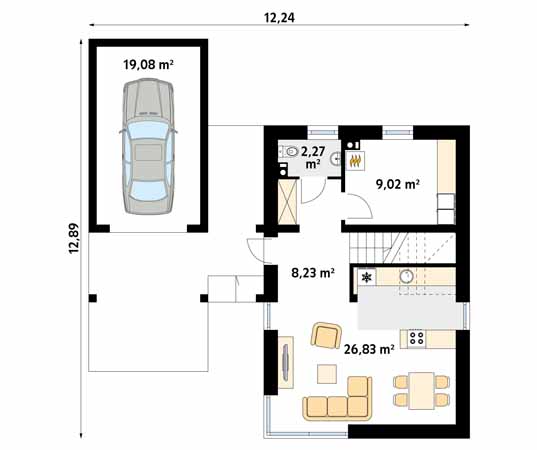 Projekt domu Teo - rzut parteru