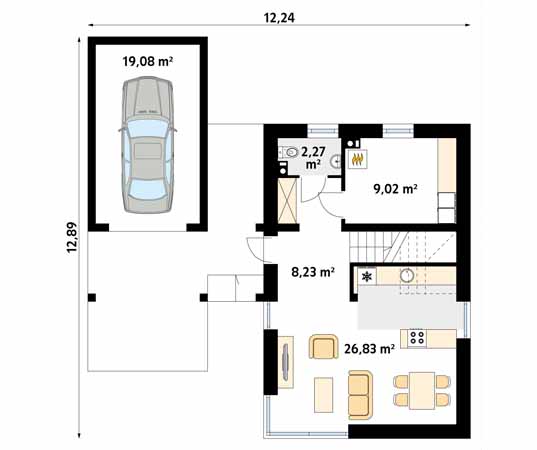 Projekt domu Teo 3 - rzut parteru