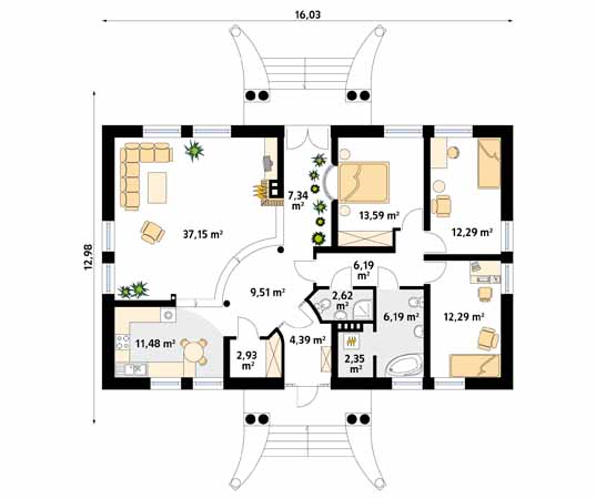 Projekt domu Tercja - rzut parteru