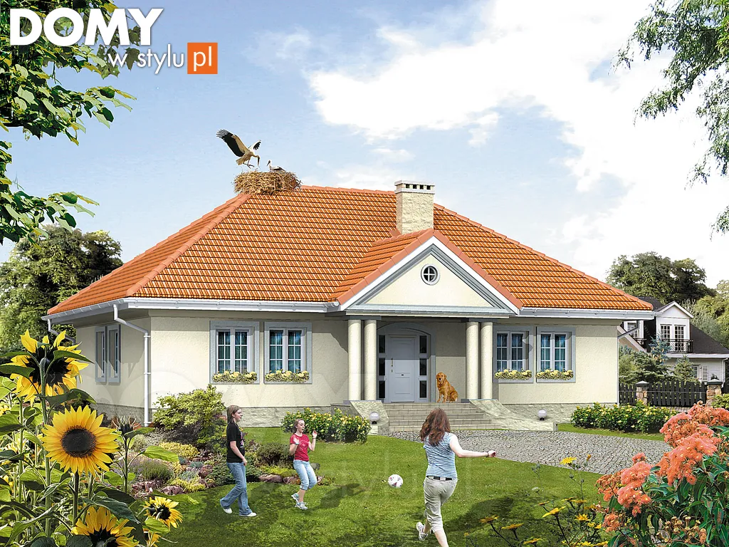 Projekt domu parterowego Tercja - wizualizacja frontowa