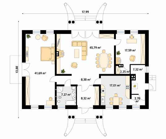 Projekt domu Tercja 6 - rzut parteru