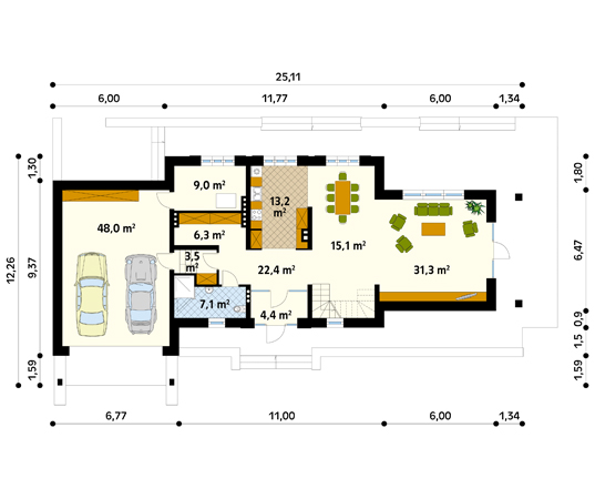 Projekt domu Terra - rzut parteru