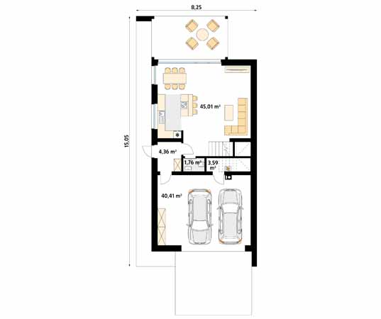 Projekt domu Tetyda - rzut parteru