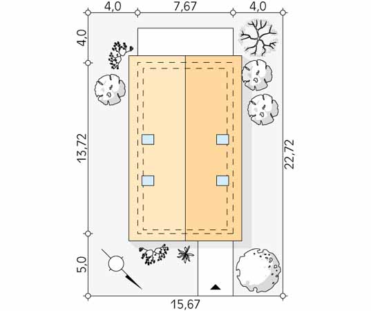 Projekt domu Trakt - usytuowanie na działce