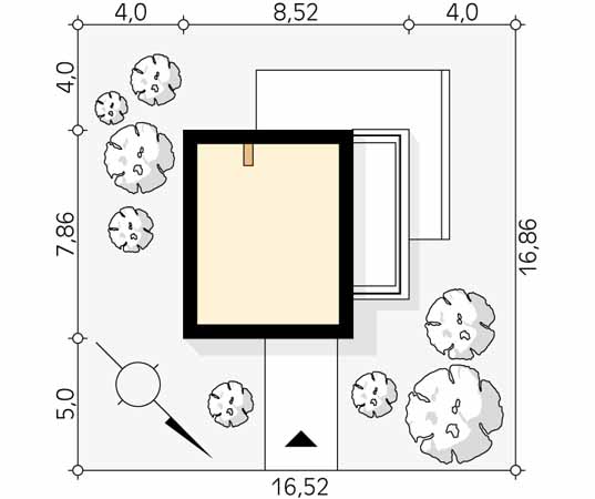 Projekt domu Trawertyn - usytuowanie na działce