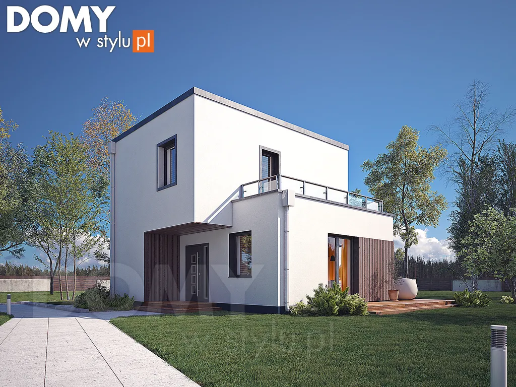 Nowoczesny projekt domu piętrowego Trawertyn - wizualizacja frontowa