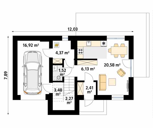 Projekt domu Trawertyn 2 - rzut parteru