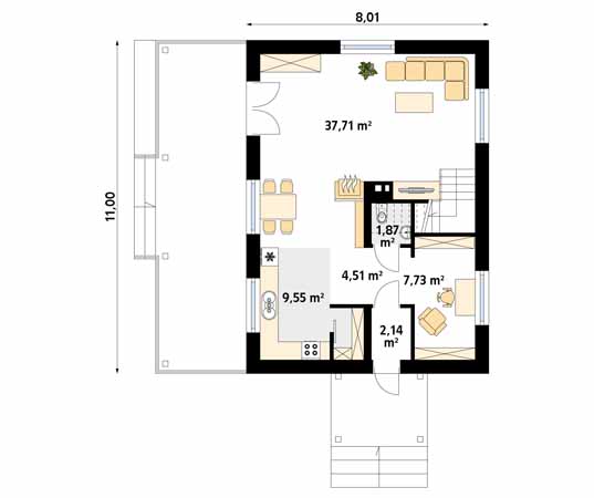 Projekt domu Truskawkowy - rzut parteru