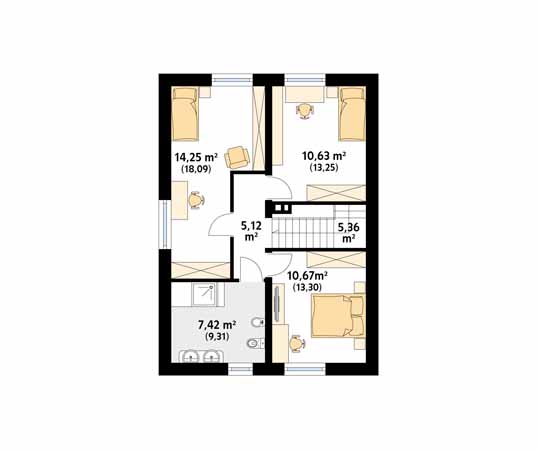 Projekt domu Truskawkowy - rzut poddasza