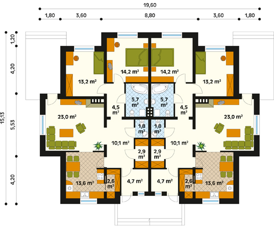 Projekt domu Turkus - rzut parteru