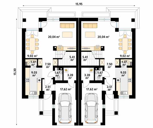 Projekt domu Turkusowy - rzut parteru