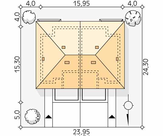 Projekt domu Turkusowy - usytuowanie na działce
