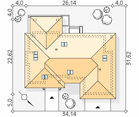 Projekt domu Tytan - usytuowanie na działce