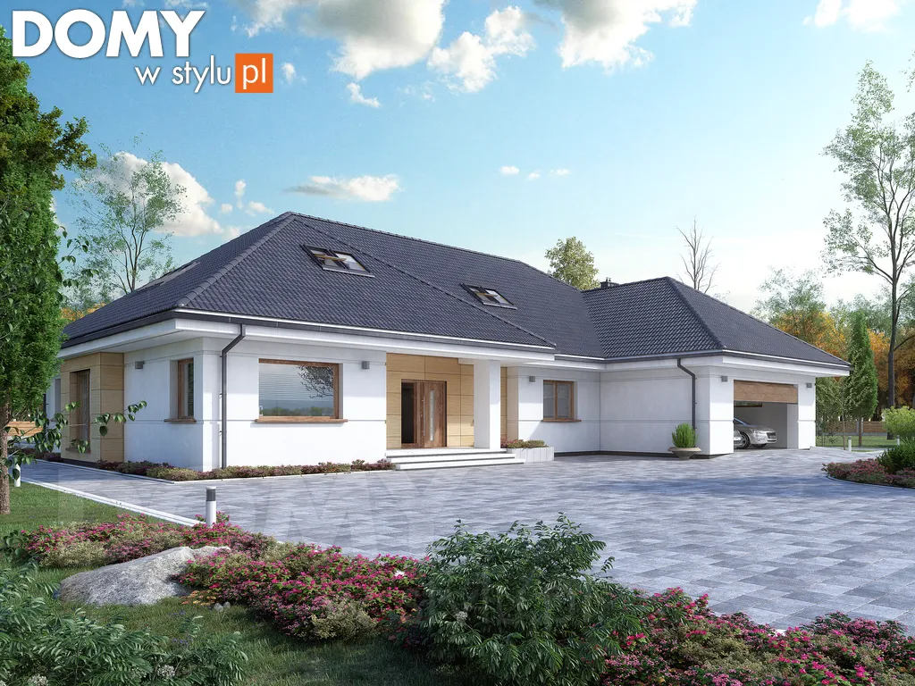 Nowoczesny projekt domu z poddaszem Tytan - wizualizacja frontowa