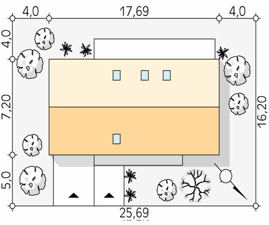 Projekt domu Tytus - usytuowanie na działce
