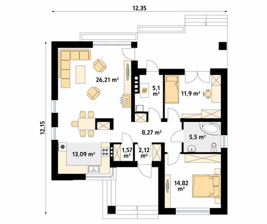 Projekt domu Umbra - rzut parteru