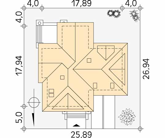 Projekt domu Vega 2 - usytuowanie na działce