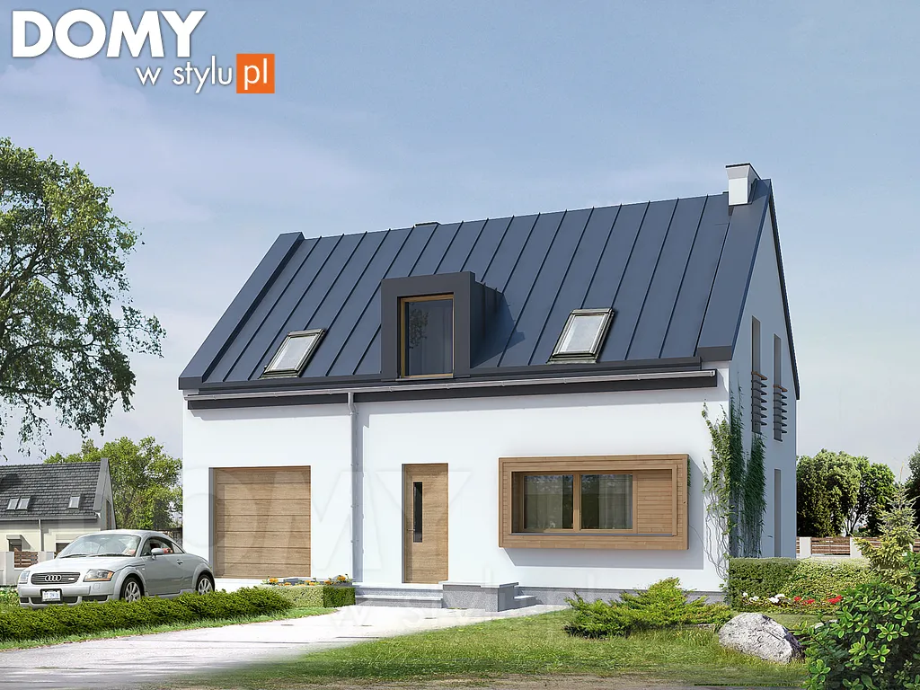 Nowoczesny projekt domu z poddaszem Vigo - wizualizacja frontowa