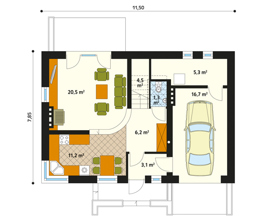 Projekt domu Vigo 2 - rzut parteru