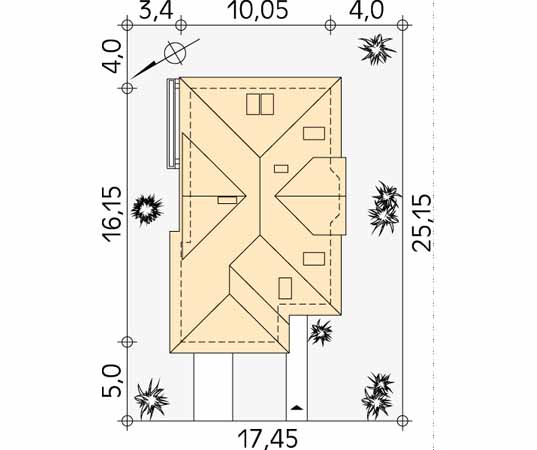 Projekt domu Viola - usytuowanie na działce