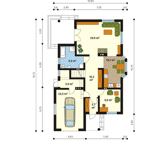 Projekt domu Viola 2 - rzut parteru