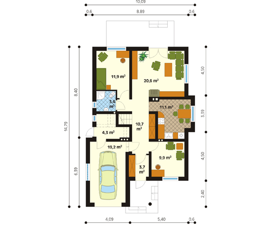 Projekt domu Viola 5 - rzut parteru