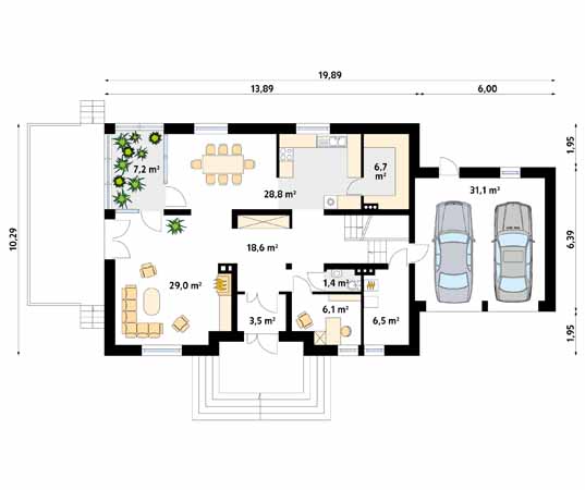 Projekt domu Walc - rzut parteru