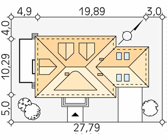 Projekt domu Walc - usytuowanie na działce