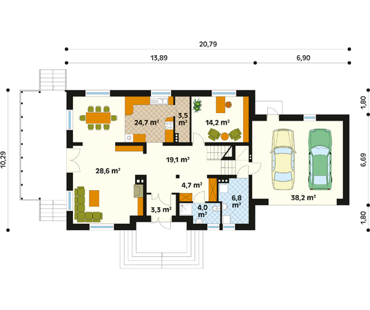 Projekt domu Walc 3 - rzut parteru