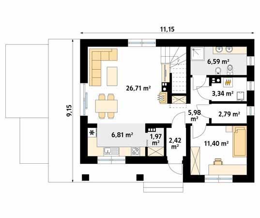 Projekt domu Wanilia - rzut parteru