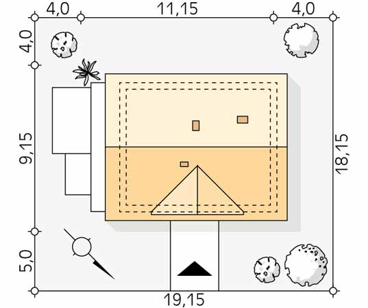 Projekt domu Wanilia - usytuowanie na działce