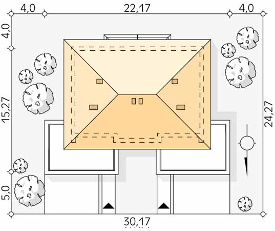 Projekt domu Waniliowy - usytuowanie na działce