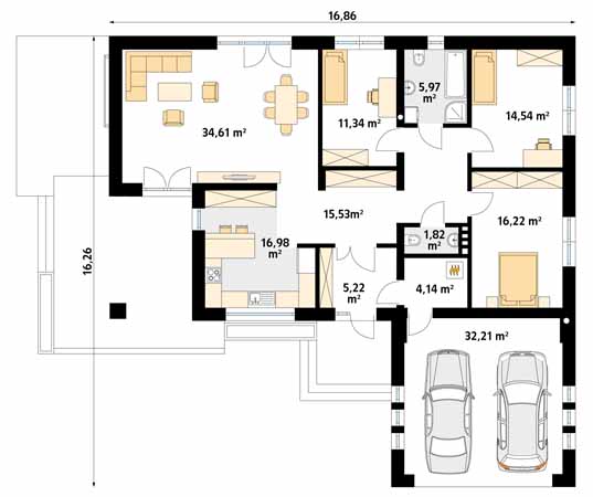 Projekt domu Wenge - rzut parteru