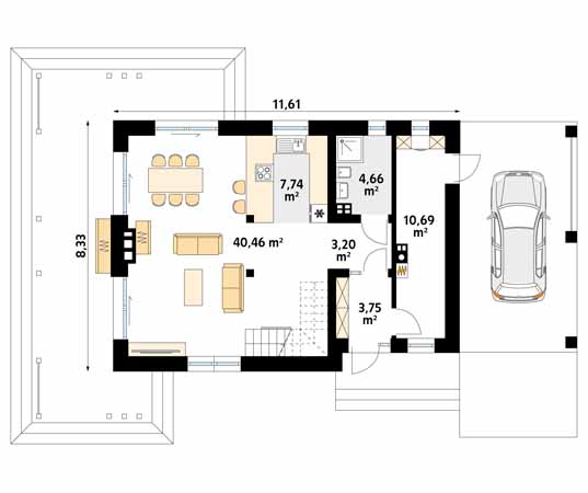 Projekt domu Weranda 2 - rzut parteru