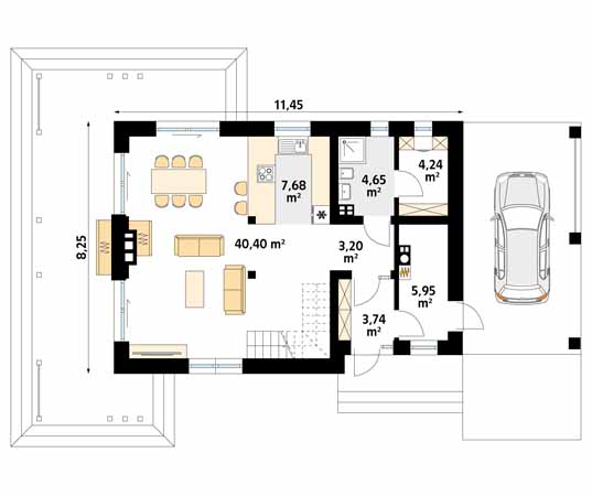 Projekt domu Weranda 4 - rzut parteru