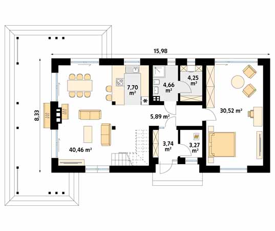 Projekt domu Weranda 5 - rzut parteru