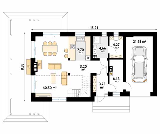 Projekt domu Weranda 6 - rzut parteru