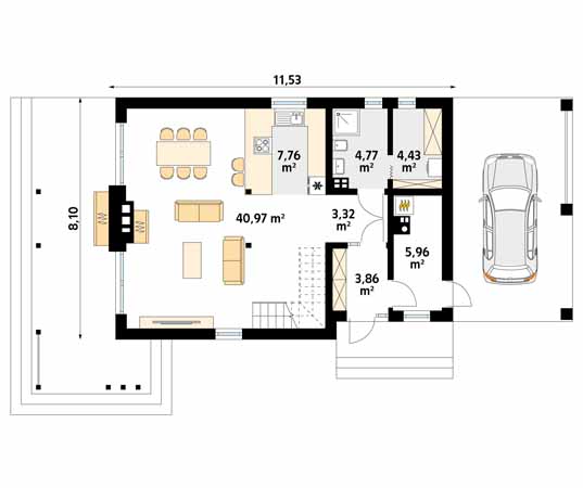 Projekt domu Weranda dr-S - rzut parteru