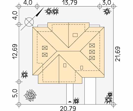 Projekt domu Wiking 2 - usytuowanie na działce