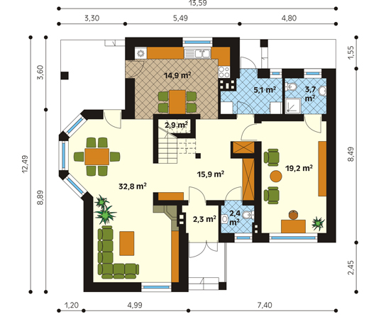 Projekt domu Wiking 3 - rzut parteru