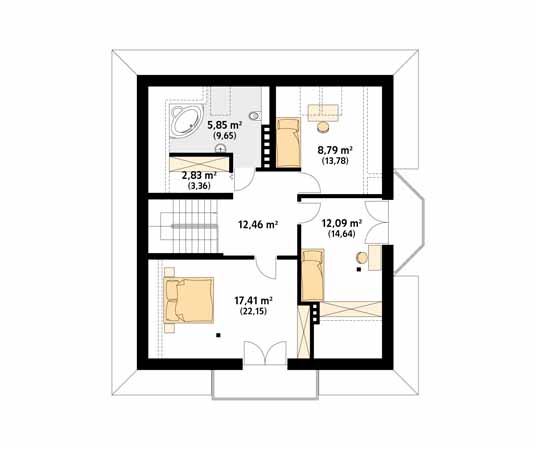 Projekt domu Wilga 2 - rzut poddasza