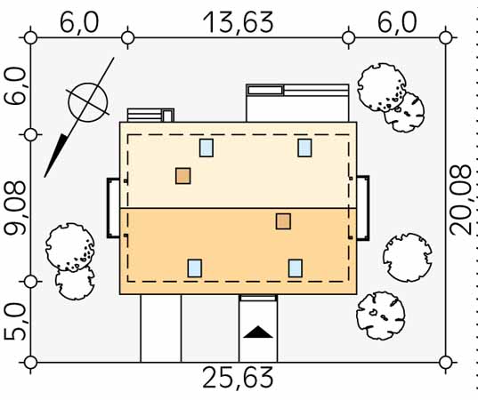 Projekt domu Wiśnia dr-ST - usytuowanie na działce