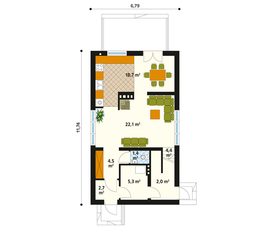 Projekt domu Wrzos - rzut parteru