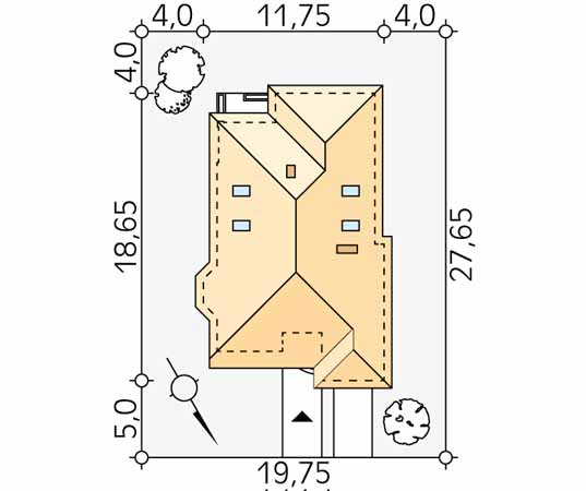 Projekt domu Zawilec 2 - usytuowanie na działce